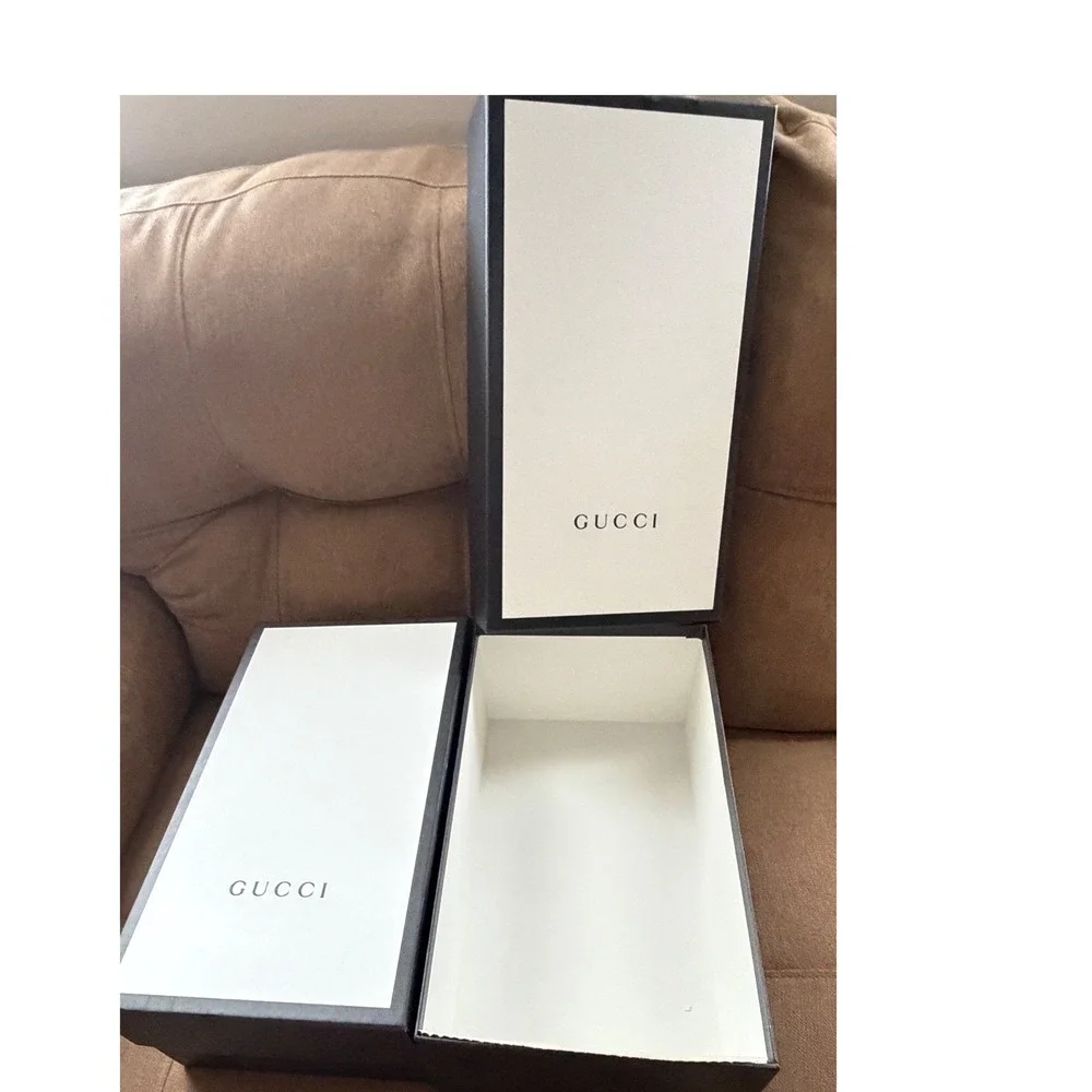 Gucci Set of 2 Large Shoe Boxes and 4 White Logo Dust Bags Luxury‎ Storage